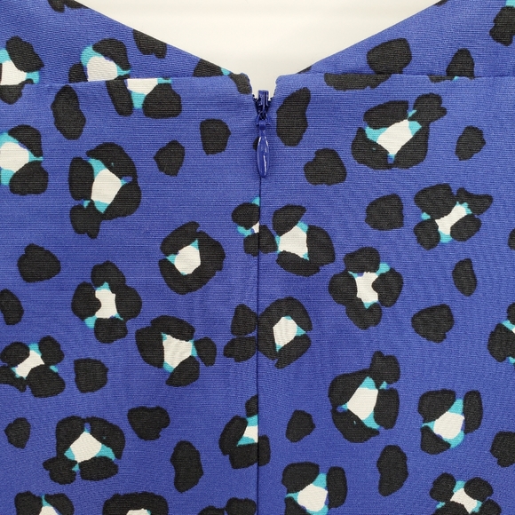 Kate Spade NY Dawson Cyber Cheetah Dress Blue V-Neck Printed - Picture 8 of 11